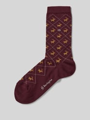 Sokken in all-over look, model 'REINDEER' van Burlington Bordeaux - 42