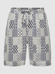 Szorty z dzianiny dresowej ze wzorem na całej powierzchni model ‘PATCH WORK’ od Casual Friday Niebieski - 3