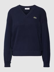 Sweter z dzianiny z bawełny z naszywką z logo od Lacoste Niebieski - 47