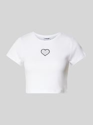 Cropped T-Shirt mit Cut Out Modell 'STINE' von Noisy May Weiß - 30