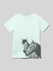 t-shirt z nadrukiem z motywem i okrągłym dekoltem od Blue Seven - 25