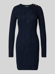 Knielanges Strickkleid mit Zopfmuster Modell 'SHADALLE' von Lauren Ralph Lauren Blau - 46