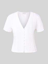 bluzka o kroju slim fit z dekoltem w serek od Jake*s Casual - 7