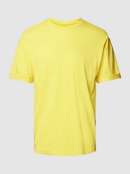 T-shirt met geribde ronde hals, model 'THILO' van Drykorn Geel - 14