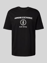 T-Shirt mit geripptem Rundhalsausschnitt von ARMANI EXCHANGE Schwarz - 12
