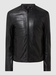 Slim Fit Lederjacke im Biker-Look Modell 'Berin' von Gipsy Schwarz - 40