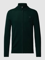 Gebreid jack met labelstitching, model 'EXTRAFINE' van Gant Groen - 39