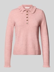 Strickpullover mit Umlegekragen und Knopfleiste von Christian Berg Woman Pink - 1