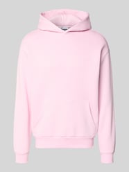Bluza z kapturem z kieszenią kangurka od REVIEW Fuksjowy - 41