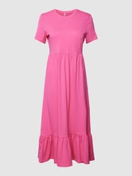 Mini-jurk met geribde ronde hals, model 'PEPLUM' van Only Roze - 29