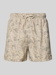 Regular Fit Badeshorts mit Allover-Logo-Print von Emporio Armani Beige - 42