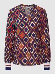 Blusenshirt mit Allover-Muster und gerippten Ärmelabschlüssen von Emily Van den Bergh Blau - 38
