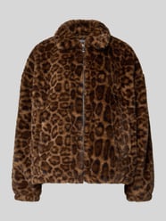 Jack van imitatiebont met platte kraag en ritssluiting van Review - 42