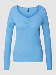 Shirt met lange mouwen en V-hals, model 'TANIA' van Pieces Blauw - 25