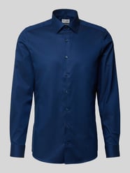 Slim Fit Business-Hemd mit Strukturmuster und Kentkragen von OLYMP Level 5 - 7
