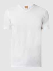 T-Shirt mit V-Ausschnitt Modell 'Perry' von MOS MOSH Weiß - 29