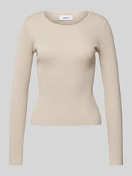 Longsleeve mit geripptem Rundhalsausschnitt von moves Beige - 1