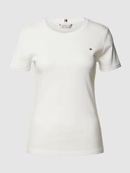 Slim fit T-shirt met geribde ronde hals van Tommy Hilfiger Wit - 31