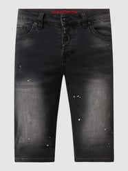 Jeansshorts mit Stretch-Anteil Modell 'Vin' von Blue Monkey Grau / Schwarz - 47