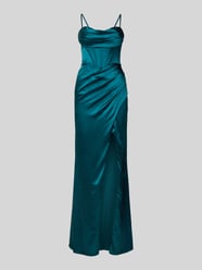 Avondjurk van satijn met loopsplit en vetersluiting aan de achterkant van Luxuar - 14