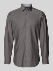 Body fit zakelijk overhemd met kentkraag, model 'ROYAL' van OLYMP Level Five Grijs / zwart - 44