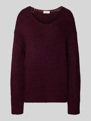 Sweter z dzianiny krój loose fit z mieszanką wełny i alpaki od Milano Italy - 18