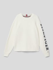 Gebreide pullover van katoen met labeldetail van Tommy Hilfiger Teens Wit - 21