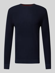 Regular Fit Strickpullover mit geripptem Rundhalsausschnitt von Tom Tailor Blau - 3