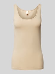 Tanktop in unifarbenem Design von QS Beige - 31