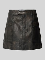 Leren rok met ritszakken, model 'NANA' van Selected Femme - 18