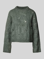 Sweter z dzianiny o kroju relaxed fit z dodatkiem wełny model ‘LINA’ od Vero Moda Zielony - 23