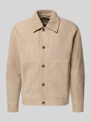Regular fit leren jack van echt geitensuède, model 'LANCE' van SELECTED HOMME Beige - 8