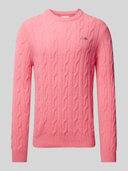 Gebreide pullover met kabelpatroon van Gant Fuchsia - 21