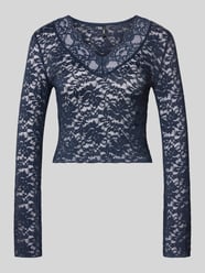 Slim Slim-fit shirt met lange mouwen in kantlook met mesh-look model 'NIKKA' van ONLY - 34