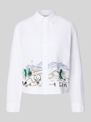 Slim fit overhemdblouse met motiefstitching van Jake*s Casual - 20