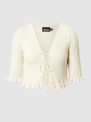 Korte cardigan met linnen, model 'Vella' van Pieces Wit - 43