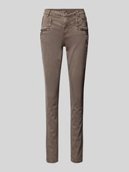 Skinny fit jeans met achterzakken van Buena Vista Beige - 7