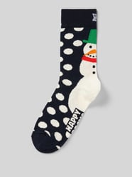 Socken mit Label-Stitching Modell 'Jumbo Snowman' von Happy Socks Blau - 30