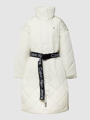 Lange jas met tailleband, model 'BELTED' van Calvin Klein Jeans Wit - 32