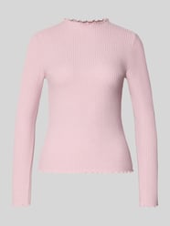 bluzka z długim rękawem w kroju slim fit z dodatkiem wiskozy model 'EMMA' od ONLY Fuksjowy - 6
