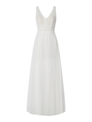 Brautkleid aus Häkelspitze und Mesh von Luxuar Beige - 18