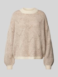 Loose Fit Strickpullover mit abstraktem Strickmuster Modell 'JENNA' von Pieces Beige - 34