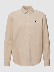 Regular Fit Cordhemd mit Logo-Stitching Modell 'MADISON' von Carhartt Work In Progress Beige - 13