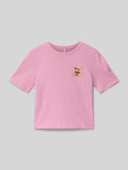 Regular fit T-shirt van puur katoen, model 'REX' van Only Fuchsia - 37