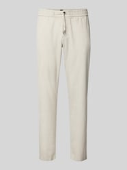 Straight fit linnen broek met elastische band, model 'Sanderson' van BOSS Orange Beige - 20