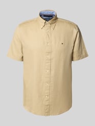 Regular fit vrijetijdsoverhemd van een mix van katoen en linnen van Tommy Hilfiger Beige - 38
