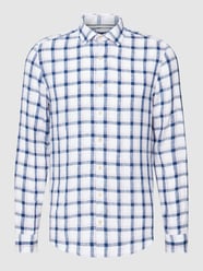 Slim fit vrijetijdsoverhemd van puur linnen met ruitmotief van OLYMP Level Five Paars - 46