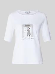 T-shirt o kroju regular fit z obszyciem z kamieni stras model 'Januar' od MORE & MORE - 12