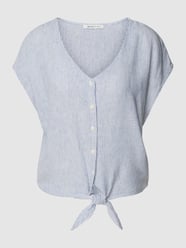 Bluzka lniana ze wzorem w paski od Tom Tailor Denim Biały - 5