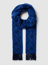 Schal mit Fransen Modell 'MONOGRAM' von Tommy Hilfiger Blau - 18